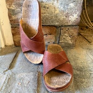Kork-Ease Brown Leather Mules